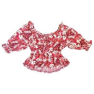 Free People Floral Top Peasant Blouse Boho Cottagecore Garden Fairy Hippie